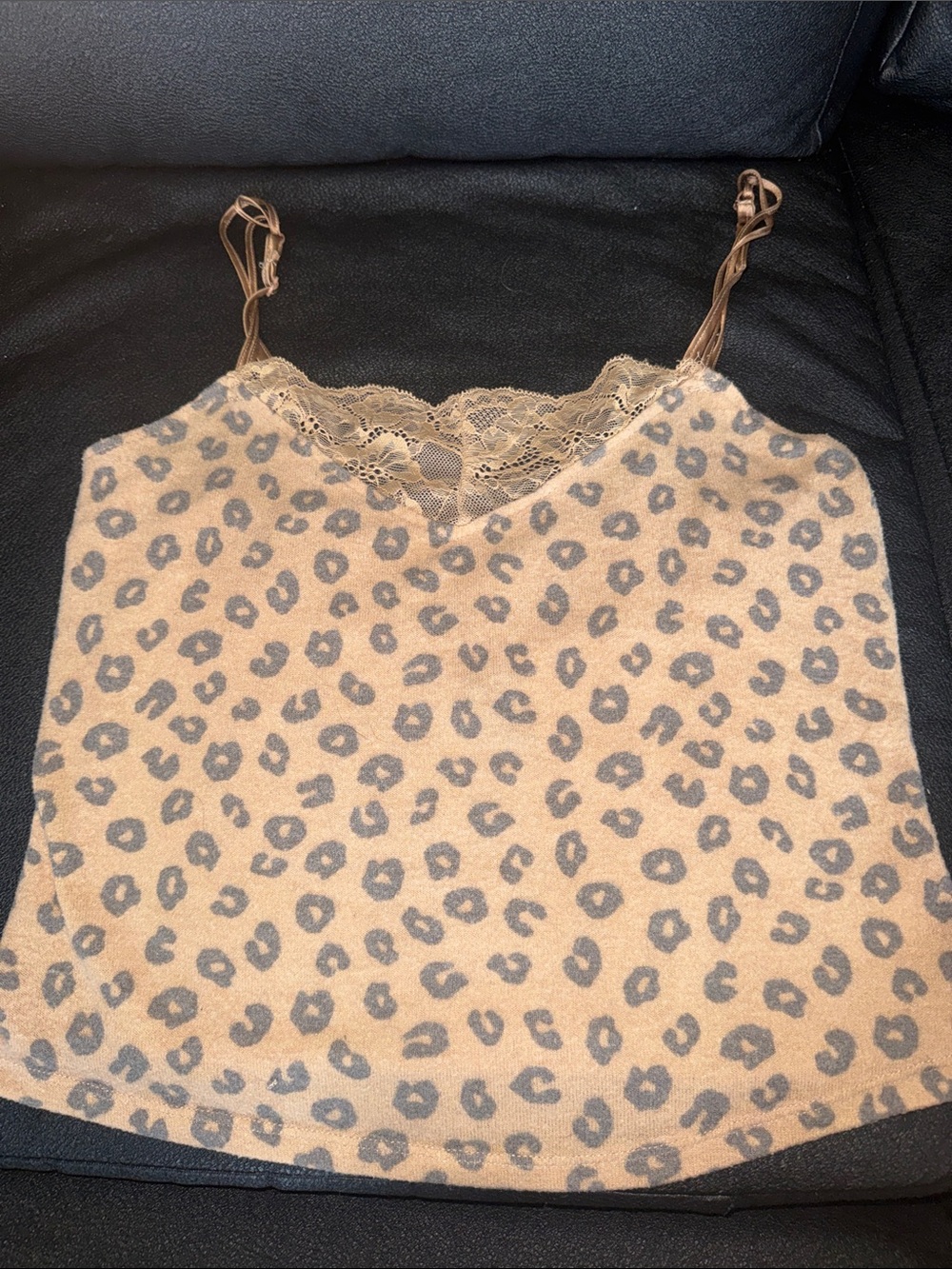 Lace-Trim Leopard Print Cami PJ Tank